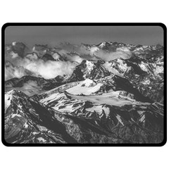 Black And White Andes Mountains Aerial View, Chile Fleece Blanket (large)  by dflcprintsclothing