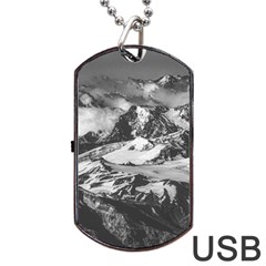 Black And White Andes Mountains Aerial View, Chile Dog Tag Usb Flash (two Sides) by dflcprintsclothing