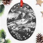 Black And White Andes Mountains Aerial View, Chile Ornament (Oval Filigree) Front