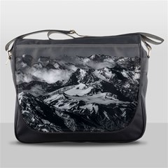 Black And White Andes Mountains Aerial View, Chile Messenger Bag by dflcprintsclothing