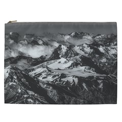 Black And White Andes Mountains Aerial View, Chile Cosmetic Bag (xxl) by dflcprintsclothing