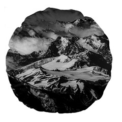 Black And White Andes Mountains Aerial View, Chile Large 18  Premium Round Cushions