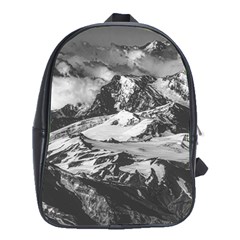 Black And White Andes Mountains Aerial View, Chile School Bag (xl) by dflcprintsclothing