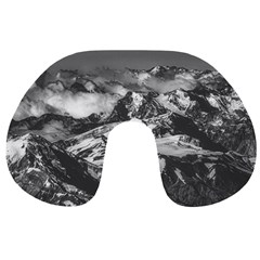 Black And White Andes Mountains Aerial View, Chile Travel Neck Pillow by dflcprintsclothing