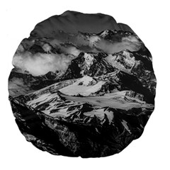 Black And White Andes Mountains Aerial View, Chile Large 18  Premium Flano Round Cushions