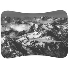 Black And White Andes Mountains Aerial View, Chile Velour Seat Head Rest Cushion by dflcprintsclothing