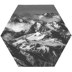 Black And White Andes Mountains Aerial View, Chile Wooden Puzzle Hexagon by dflcprintsclothing