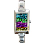 Colorful Zebra Rectangle Italian Charm Watch Front