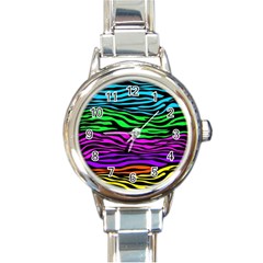 Colorful Zebra Round Italian Charm Watch