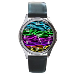 Colorful Zebra Round Metal Watch