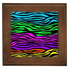 Colorful Zebra Framed Tile