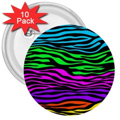 Colorful Zebra 3  Buttons (10 pack) 