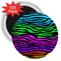 Colorful Zebra 3  Magnets (100 Pack) by Angelandspot