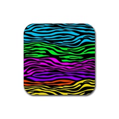 Colorful Zebra Rubber Coaster (Square) 