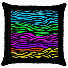 Colorful Zebra Throw Pillow Case (Black)