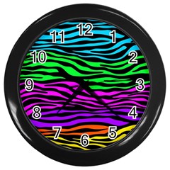 Colorful Zebra Wall Clock (Black)