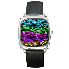 Colorful Zebra Square Metal Watch