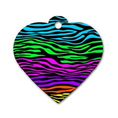 Colorful Zebra Dog Tag Heart (One Side)