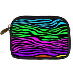 Colorful Zebra Digital Camera Leather Case by Angelandspot