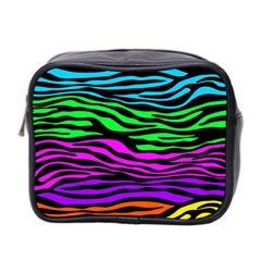 Colorful Zebra Mini Toiletries Bag (two Sides) by Angelandspot