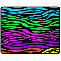 Colorful Zebra Fleece Blanket (medium)  by Angelandspot