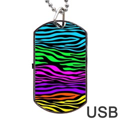 Colorful Zebra Dog Tag Usb Flash (two Sides) by Angelandspot