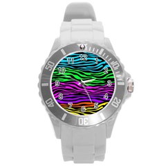 Colorful Zebra Round Plastic Sport Watch (L)