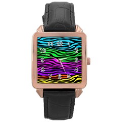 Colorful Zebra Rose Gold Leather Watch 