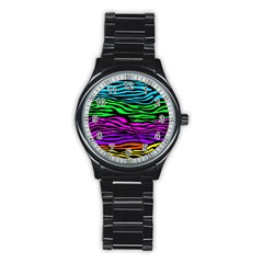 Colorful Zebra Stainless Steel Round Watch