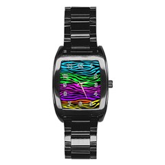 Colorful Zebra Stainless Steel Barrel Watch