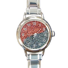 Gravel Print Pattern Texture Round Italian Charm Watch by dflcprintsclothing