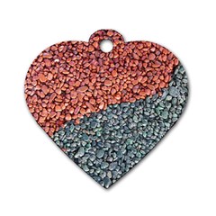 Gravel Print Pattern Texture Dog Tag Heart (two Sides) by dflcprintsclothing