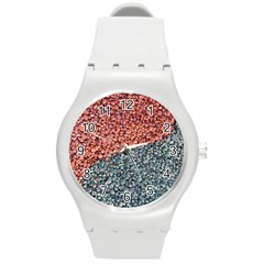 Gravel Print Pattern Texture Round Plastic Sport Watch (m) by dflcprintsclothing