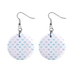 Light Blue Pink Butterflies Pattern Mini Button Earrings Front