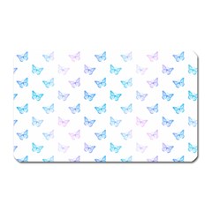 Light Blue Pink Butterflies Pattern Magnet (rectangular) by SpinnyChairDesigns