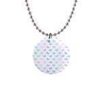 Light Blue Pink Butterflies Pattern 1  Button Necklace Front