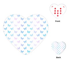 Light Blue Pink Butterflies Pattern Playing Cards Single Design (heart) by SpinnyChairDesigns