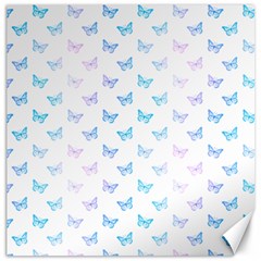 Light Blue Pink Butterflies Pattern Canvas 12  X 12  by SpinnyChairDesigns