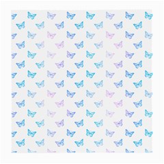 Light Blue Pink Butterflies Pattern Medium Glasses Cloth (2 Sides) by SpinnyChairDesigns