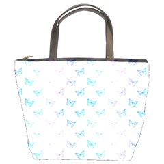 Light Blue Pink Butterflies Pattern Bucket Bag by SpinnyChairDesigns