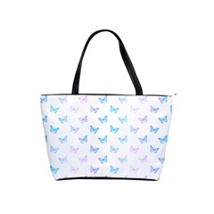 Light Blue Pink Butterflies Pattern Classic Shoulder Handbag by SpinnyChairDesigns