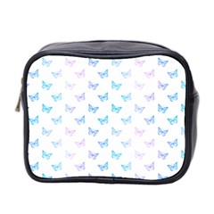 Light Blue Pink Butterflies Pattern Mini Toiletries Bag (two Sides) by SpinnyChairDesigns