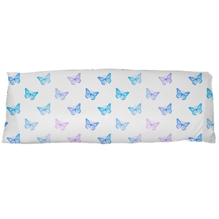 Light Blue Pink Butterflies Pattern Body Pillow Case (Dakimakura)