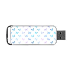 Light Blue Pink Butterflies Pattern Portable Usb Flash (one Side) by SpinnyChairDesigns