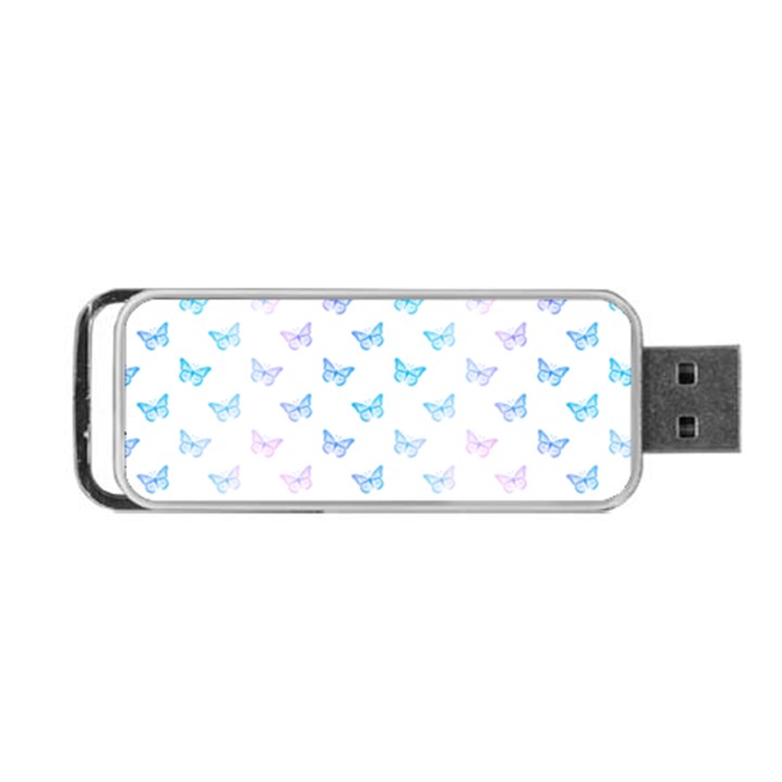 Light Blue Pink Butterflies Pattern Portable USB Flash (Two Sides)