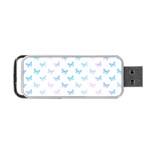 Light Blue Pink Butterflies Pattern Portable USB Flash (Two Sides) Back