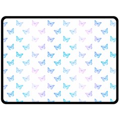 Light Blue Pink Butterflies Pattern Double Sided Fleece Blanket (large)  by SpinnyChairDesigns