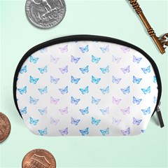 Light Blue Pink Butterflies Pattern Accessory Pouch (large) by SpinnyChairDesigns