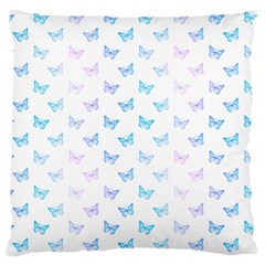 Light Blue Pink Butterflies Pattern Standard Flano Cushion Case (one Side) by SpinnyChairDesigns