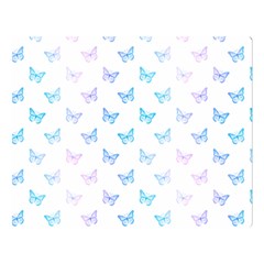 Light Blue Pink Butterflies Pattern Double Sided Flano Blanket (large)  by SpinnyChairDesigns